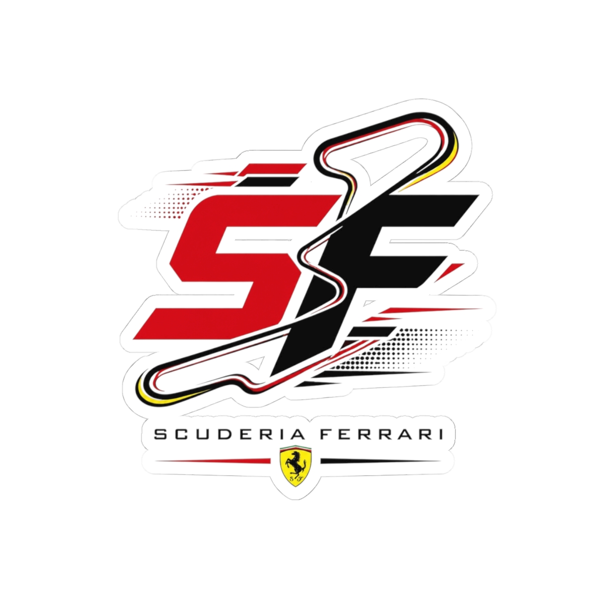 Scuderia Ferrari " monogram in the center, reflective of Ferrari" Sticker